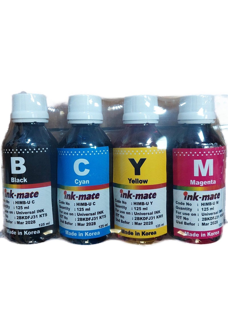 إنك ميت مجموعة الحبر السائل لإعادة تعبئة خراطيش Canon HP و Epson  4 ألوان 125ml - Image 2